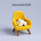 Cartoon Cat Frog Bear Yellow Chair Computer Office Model Mini Action Figures Resin Home Decor Accessories Desktop Figurine Toys