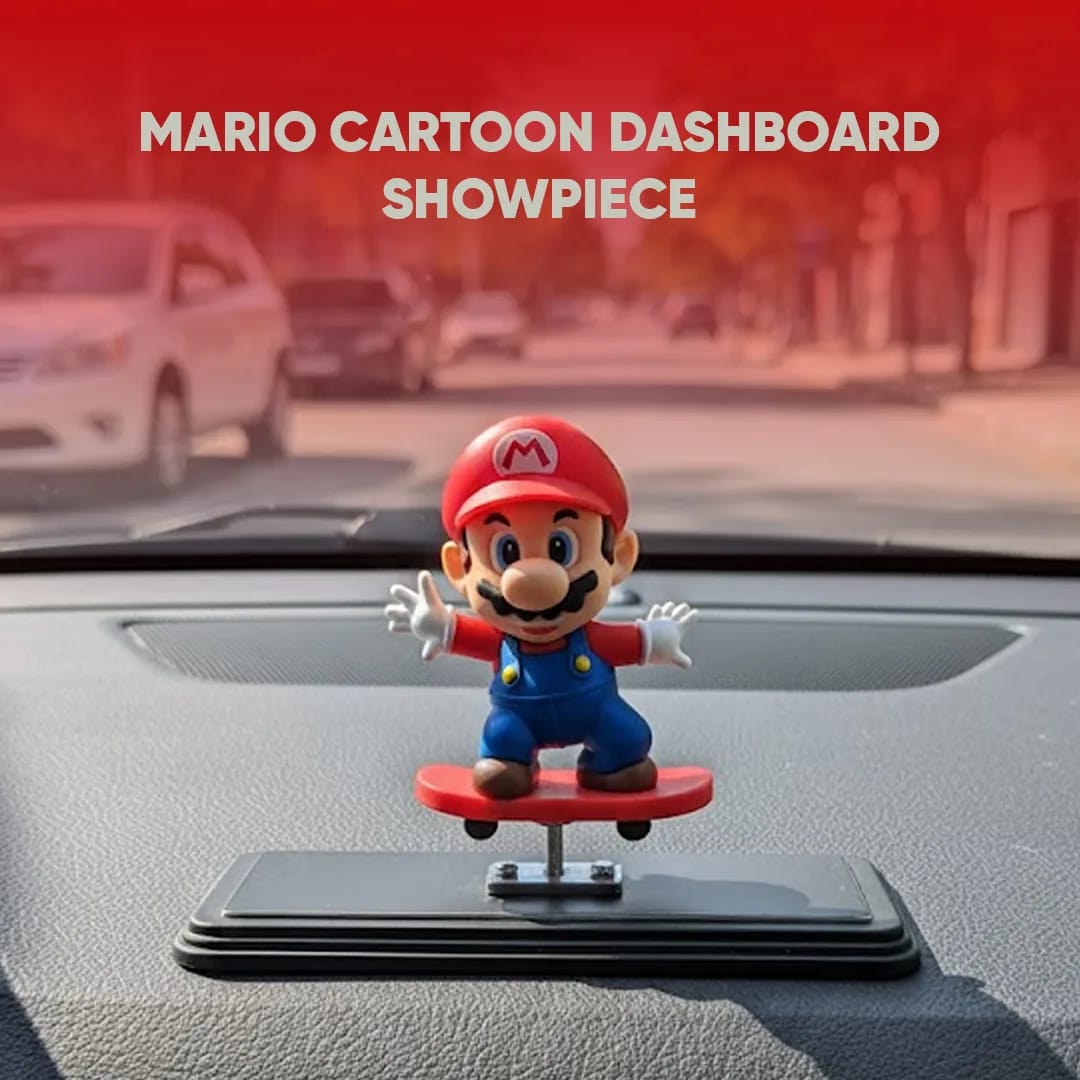Game-Inspired Mario-Style Sliding Cartoon Character for Car Interior Decoration | Moving Toy with Spring Action | Universal Car Interior Decor | 1 Piece