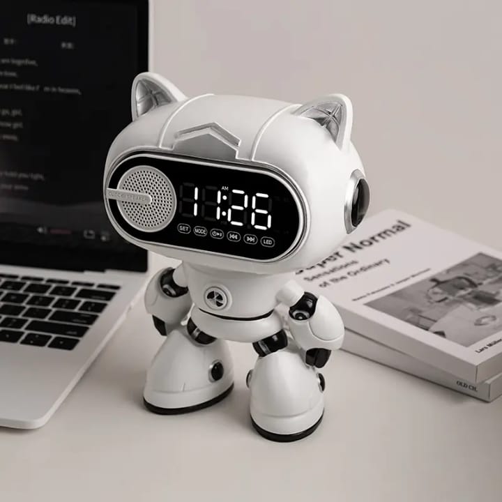 The Adorable Smart Robot Alarm Clock with Bluetooth Speaker