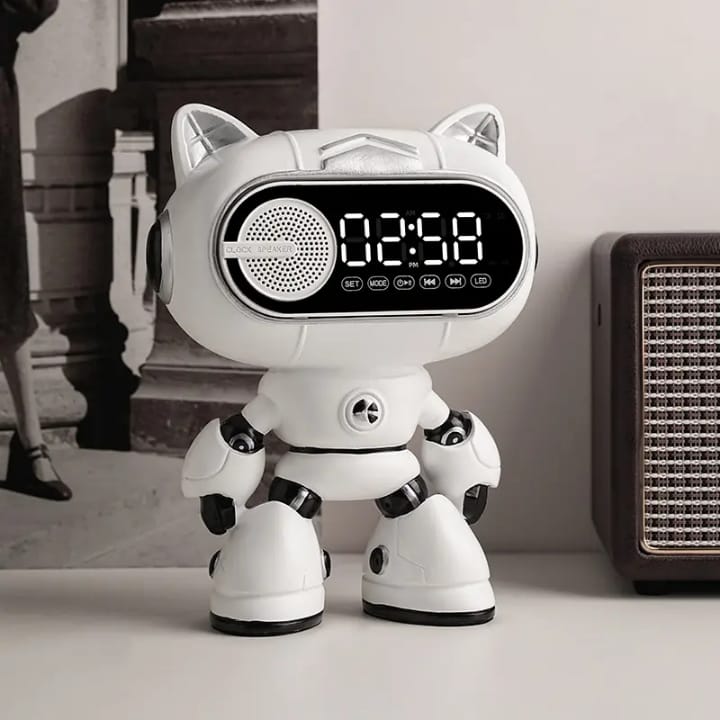 The Adorable Smart Robot Alarm Clock with Bluetooth Speaker