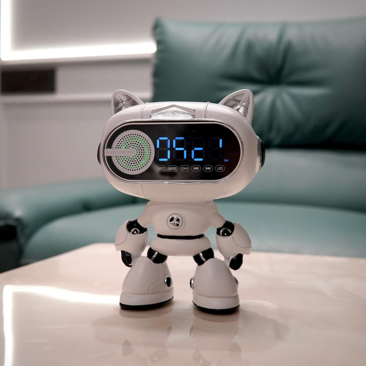 The Adorable Smart Robot Alarm Clock with Bluetooth Speaker