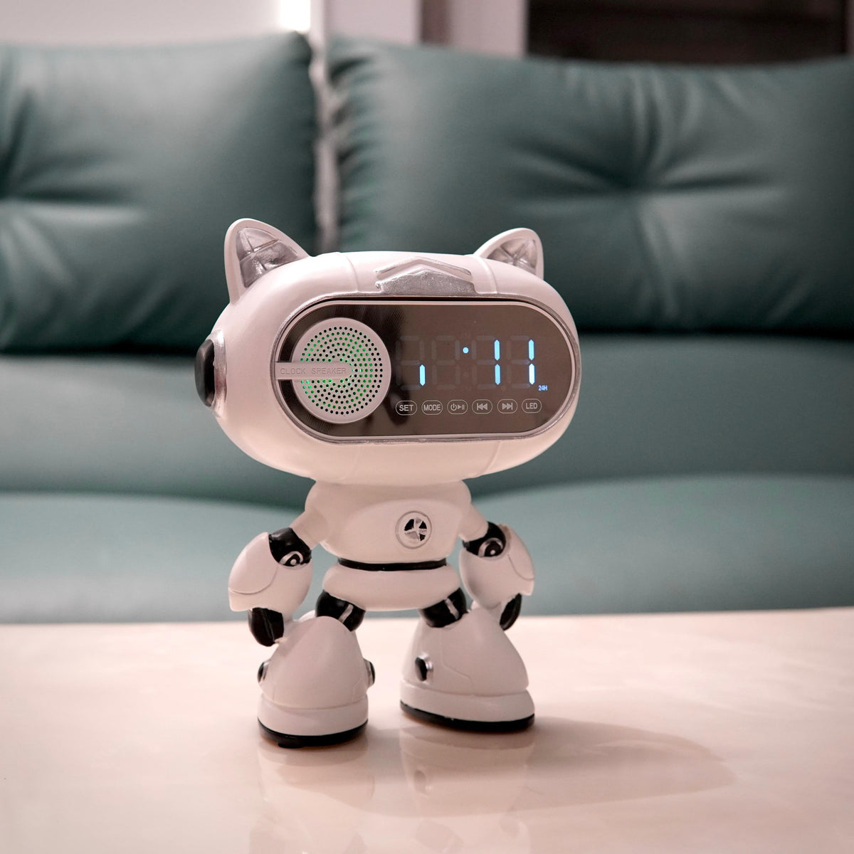 The Adorable Smart Robot Alarm Clock with Bluetooth Speaker