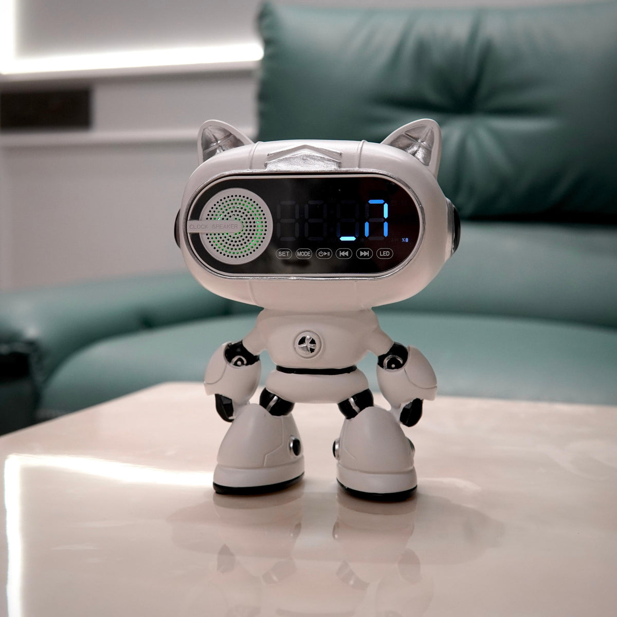 The Adorable Smart Robot Alarm Clock with Bluetooth Speaker