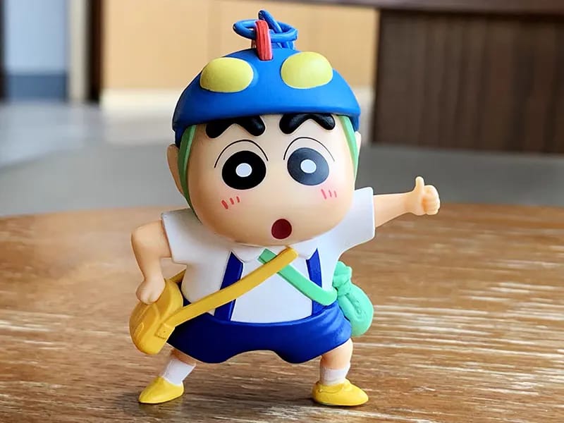 Shinchan Toy with Doggy Car Dashboard Decoration Items | Action Figure Miniature Toys for Car Dashboard | Premium Car Decor Accessories Hanging Shinchan with Shiro (School Dress Theme)