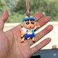 Shinchan Toy with Doggy Car Dashboard Decoration Items | Action Figure Miniature Toys for Car Dashboard | Premium Car Decor Accessories Hanging Shinchan with Shiro (School Dress Theme)
