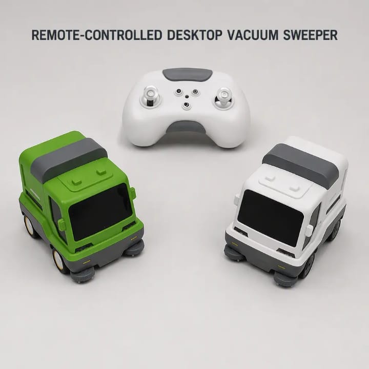 Desktop Vacuum Cleaner RC Car RTR 2.4G with Sound and Light Effects Exhaust Air Filtration Vehicles Models Toys Green