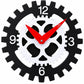 Premium Industrial Gear Design Wall Clock – Black & White with Red Hands, Battery Operated