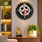 Premium Industrial Gear Design Wall Clock – Black & White with Red Hands, Battery Operated