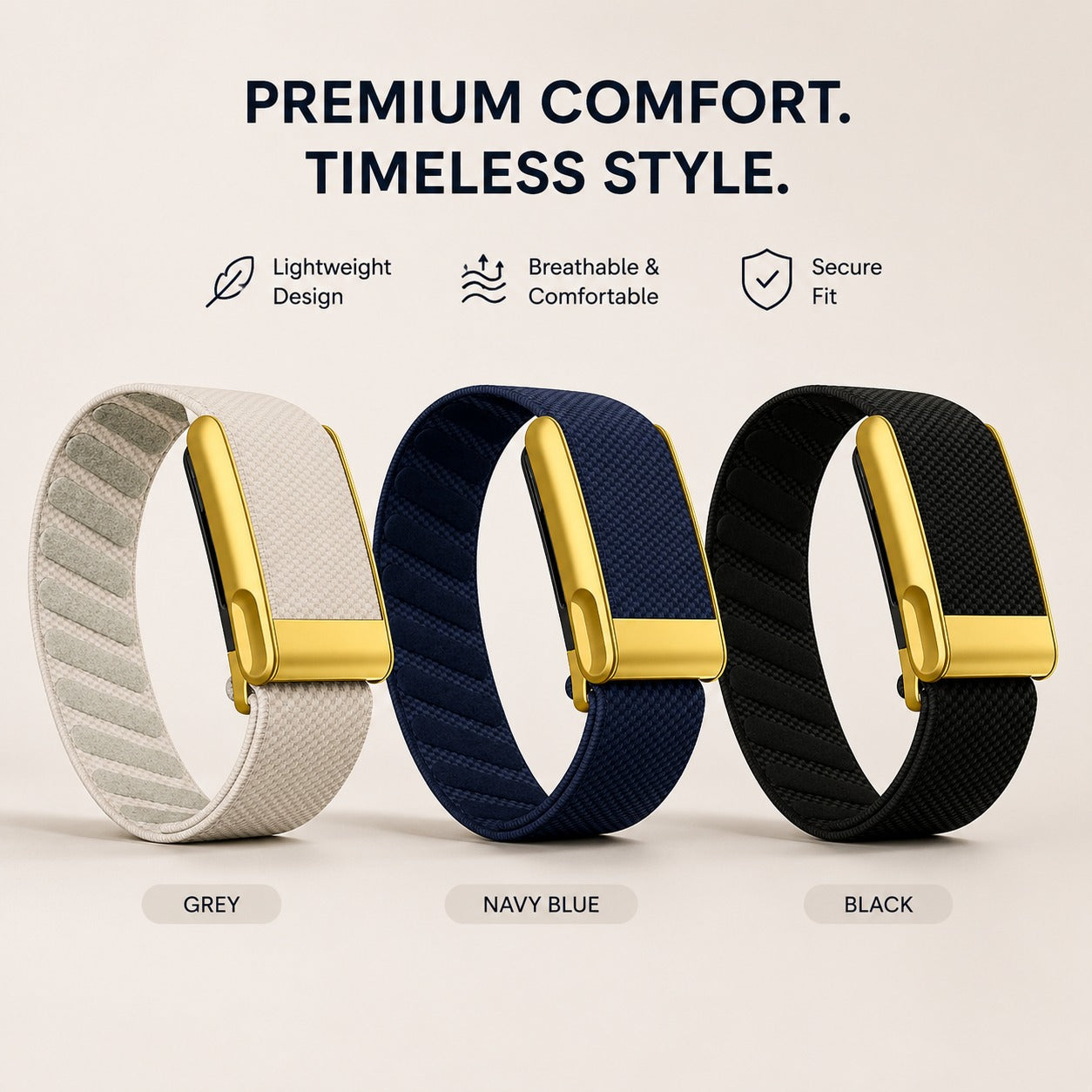 Premium Nylon Gold Strap Compatible with WHOOP 5.0 – Magnetic Adjustable Replacement Band