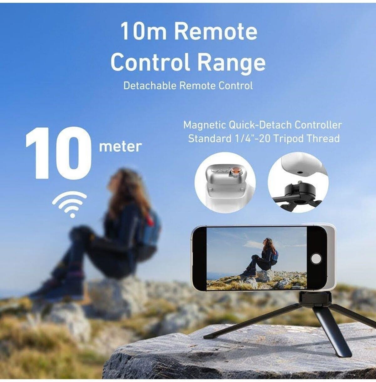 TELESIN Camera Grip Handle with Finger Ring & Shutter Button- Fun Shot Magnetic Grip for Iphone & Android