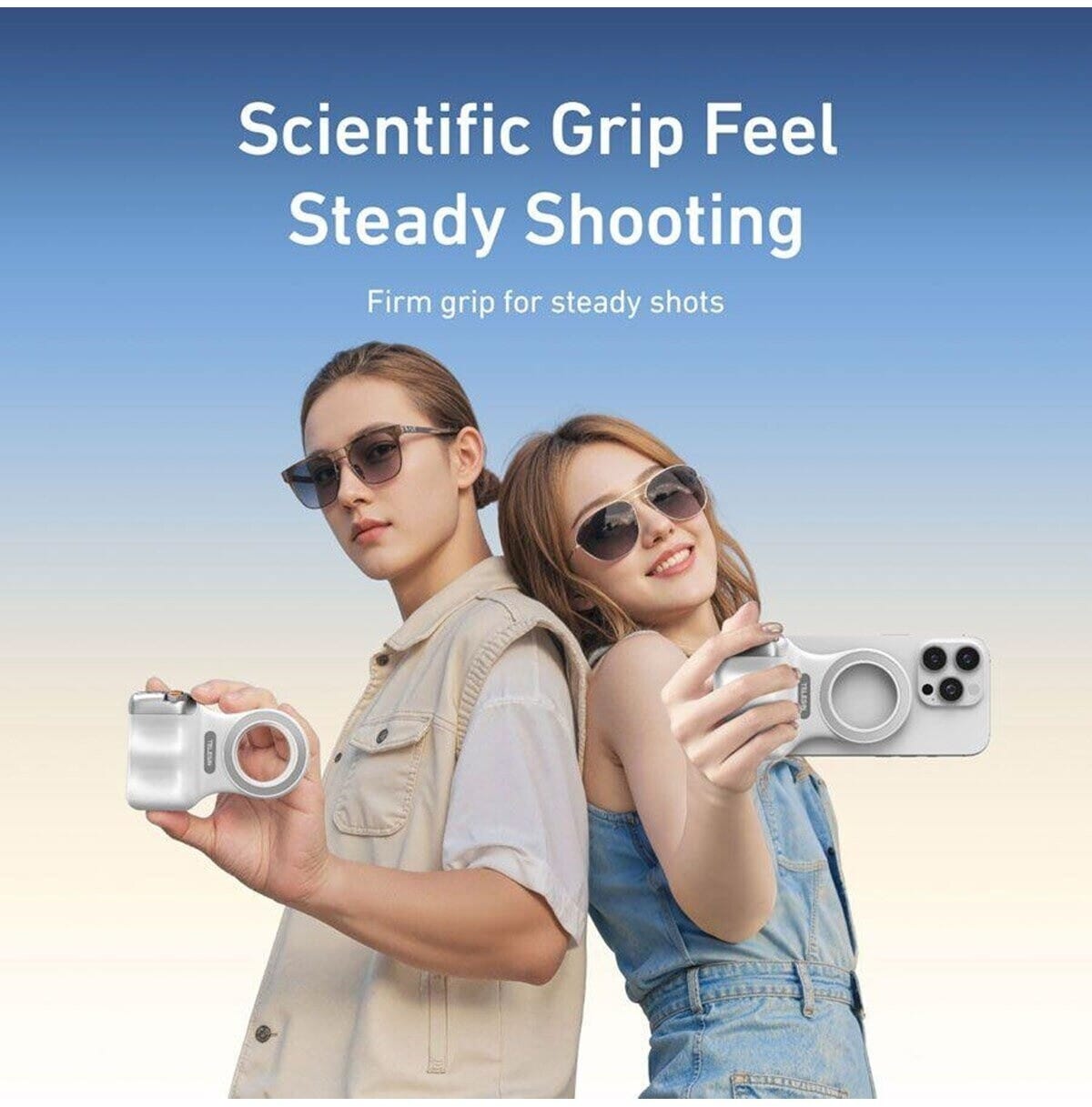 TELESIN Camera Grip Handle with Finger Ring & Shutter Button- Fun Shot Magnetic Grip for Iphone & Android