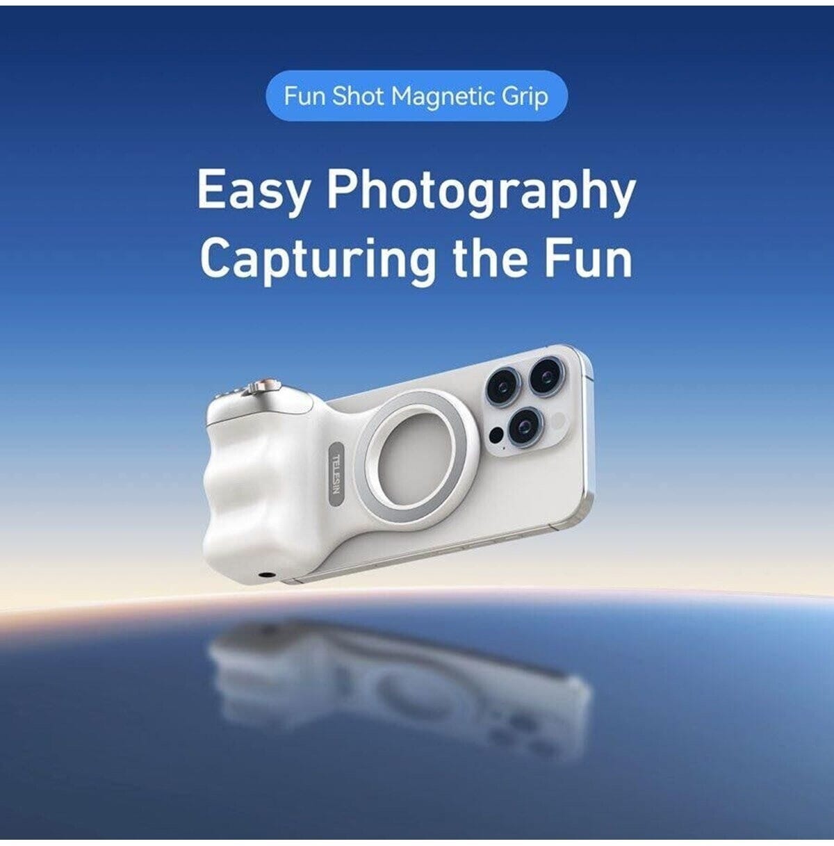 TELESIN Camera Grip Handle with Finger Ring & Shutter Button- Fun Shot Magnetic Grip for Iphone & Android
