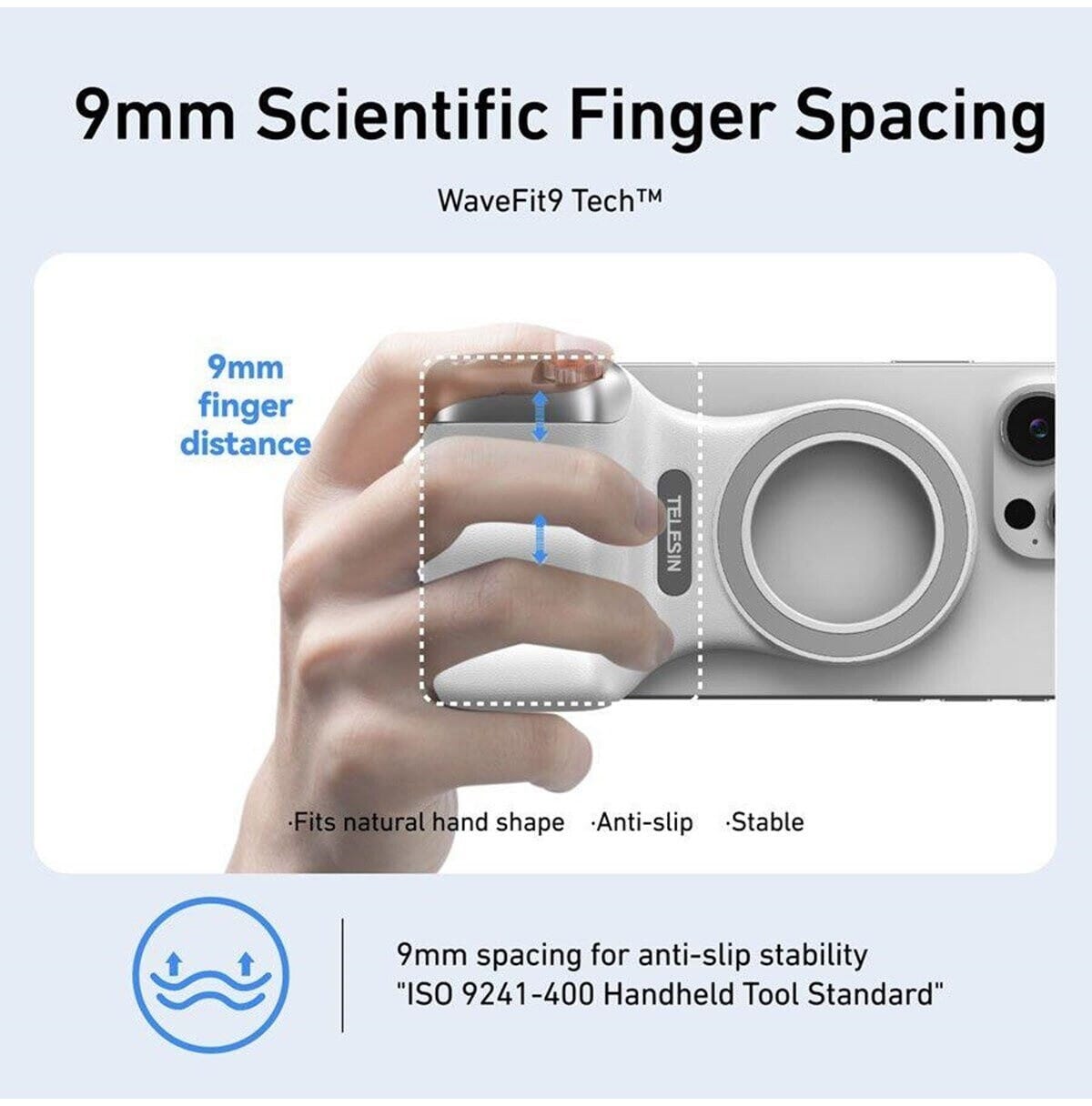 TELESIN Camera Grip Handle with Finger Ring & Shutter Button- Fun Shot Magnetic Grip for Iphone & Android