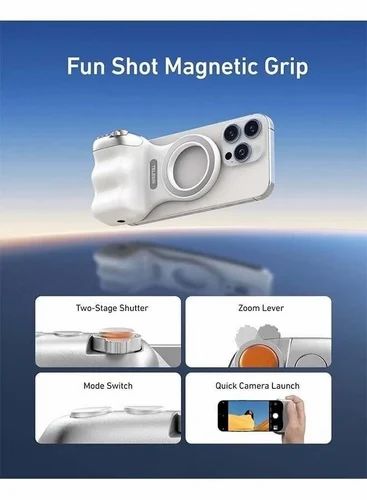 TELESIN Camera Grip Handle with Finger Ring & Shutter Button- Fun Shot Magnetic Grip for Iphone & Android