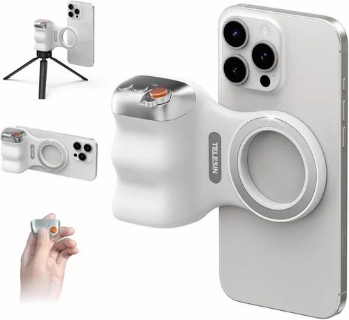 TELESIN Camera Grip Handle with Finger Ring & Shutter Button- Fun Shot Magnetic Grip for Iphone & Android