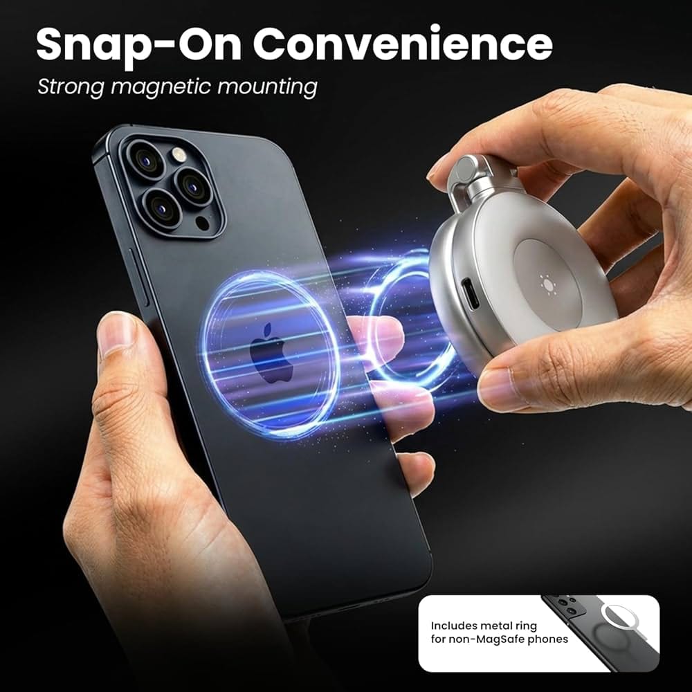 TELESIN Magnetic Selfie Light, 360 degree LED Ring Fill Light with Mirror for Selfie/Photography/Video calls