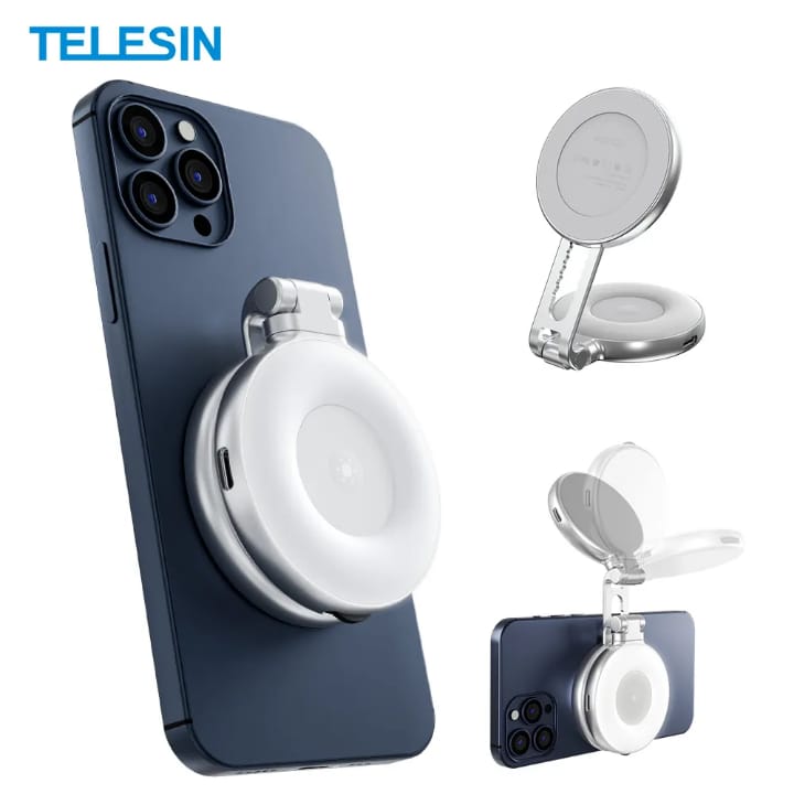 TELESIN Magnetic Selfie Light, 360 degree LED Ring Fill Light with Mirror for Selfie/Photography/Video calls
