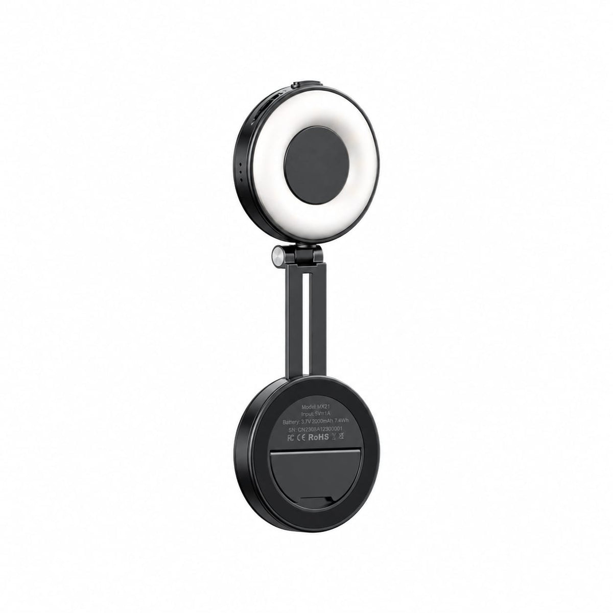 LED Magnetic Selfie Light, Upgraded 360degree with Mirror black