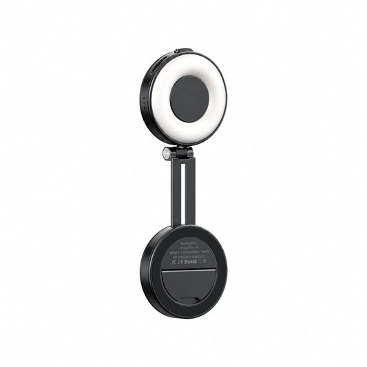 LED Magnetic Selfie Light, Upgraded 360degree with Mirror black