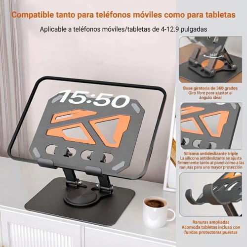 360 Degree Rotating Metal Base for Tablets and Cell Phones SILVER
