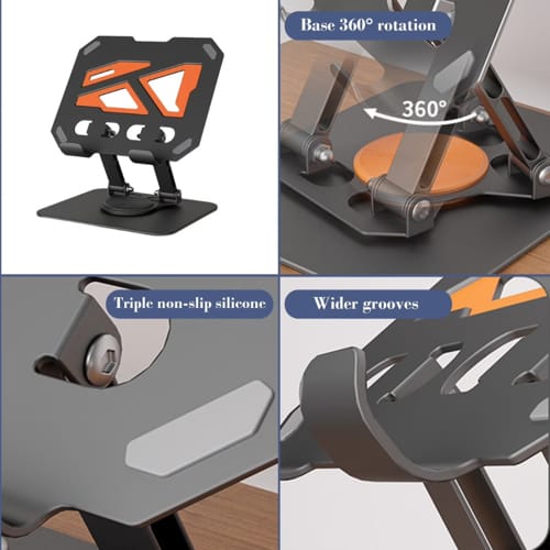 360 Degree Rotating Metal Base for Tablets and Cell Phones SILVER