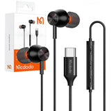 TYPE-C Stereo Wired Earphone with volume controlv (in ear version)- Black