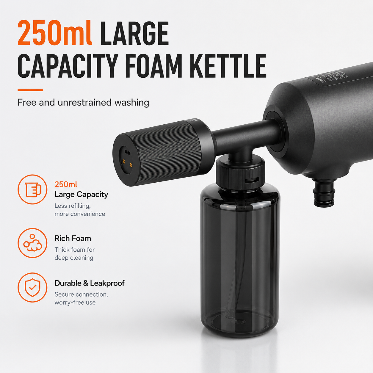 Cordless High Pressure Car Washer Gun – Portable Wireless Pressure Washer with Foam Bottle, 3 Spray Modes & Rechargeable Battery for Car, Bike, Garden & Home Cleaning
