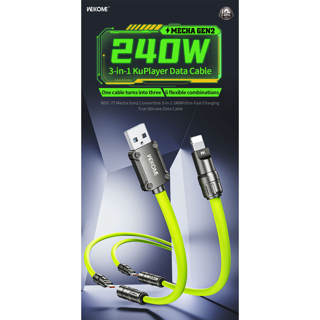 WEKOME 240W 6in1 Mecha Gen2 Cable | 6 Usage Types | All Mobiles & Laptops