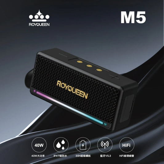 ROYQUEEN M5 Bluetooth Speaker | InBuilt Woofer | 40W Bluetooth Speaker