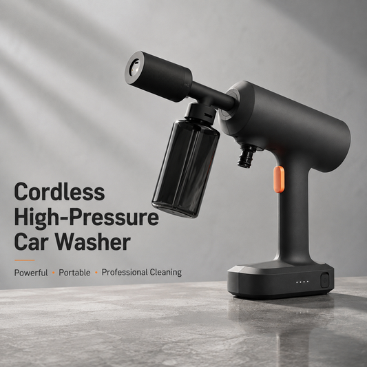 Cordless High Pressure Car Washer Gun – Portable Wireless Pressure Washer with Foam Bottle, 3 Spray Modes & Rechargeable Battery for Car, Bike, Garden & Home Cleaning