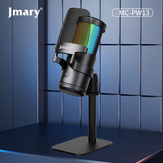 Jmary Condenser Mic | Noise Cancellation | RGB lighting |Gain Knob