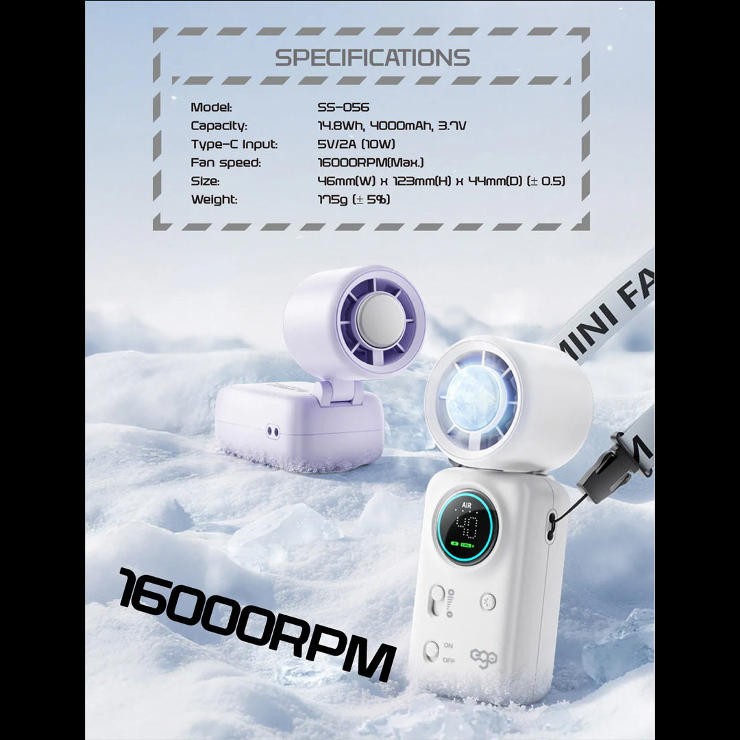 Mini Cooling Fan | Digital Display | Adjustable Angle